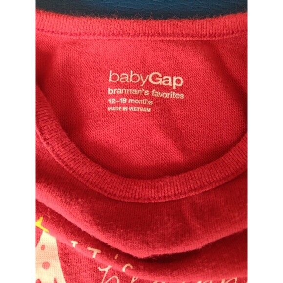 Shirt 12 To 18 Months Baby Gap Red Long Sleeve Holiday Christmas - Picture 4 of 4